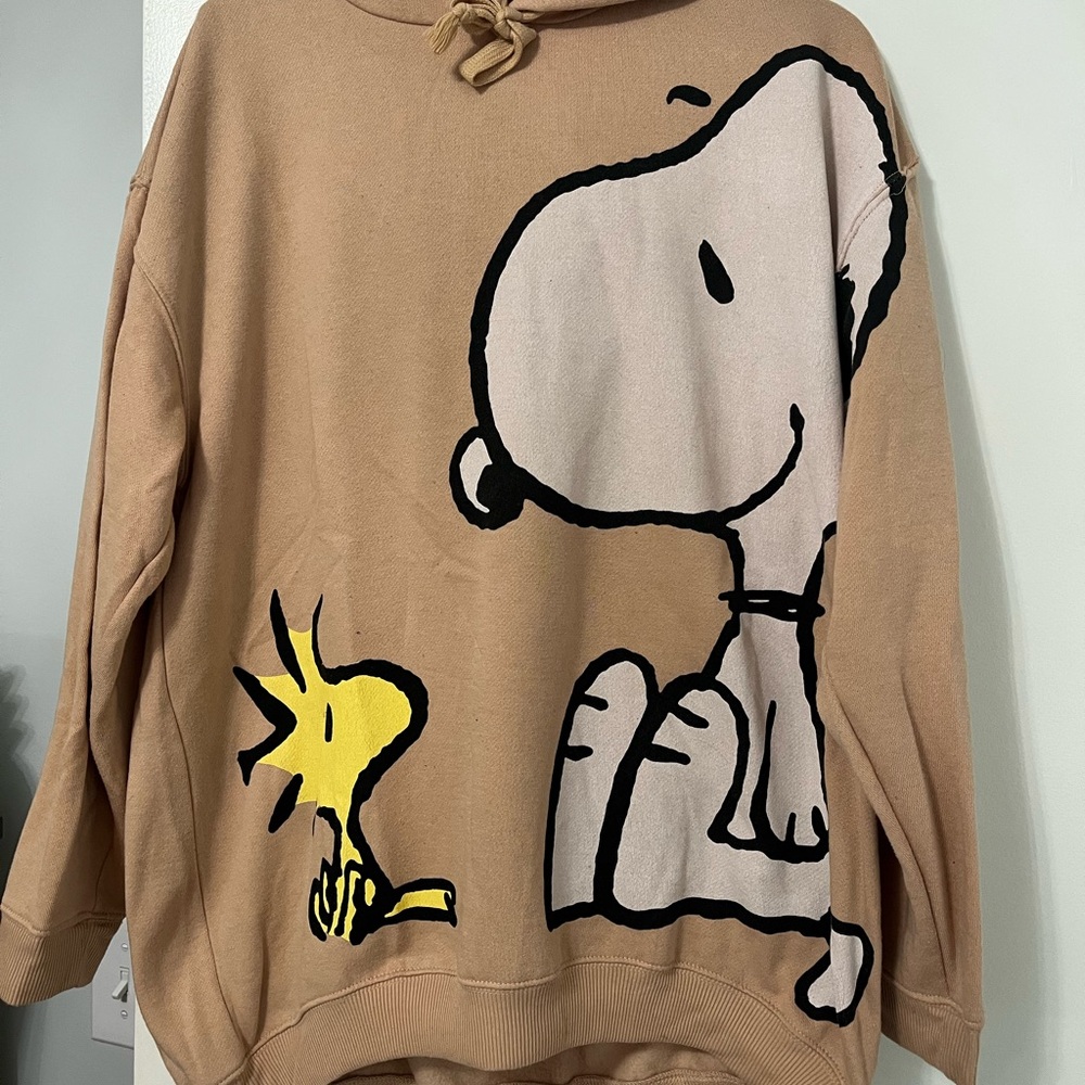 Men’s Peanuts Brown Hoodie Snoopy and Woodstock Sz XL